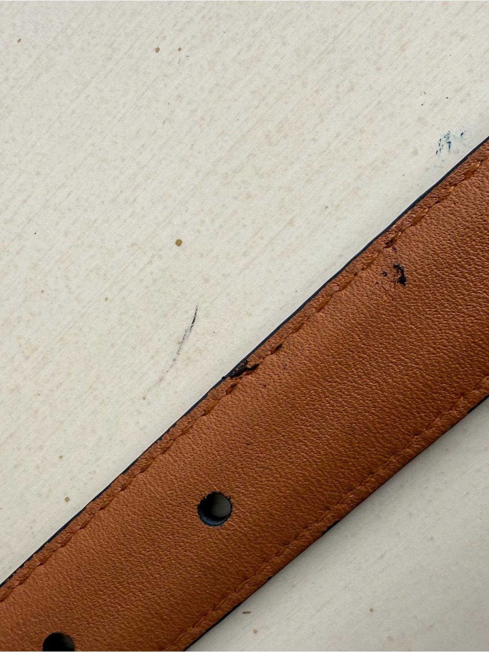 Leather Belt in Dark Blue - Picture 6 of 10